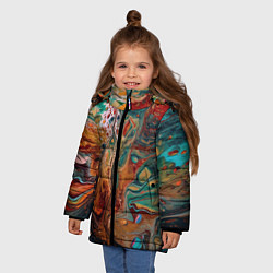 Куртка зимняя для девочки Разводы краски: арт нейросети, цвет: 3D-черный — фото 2