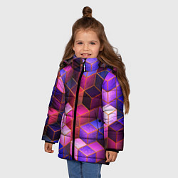 Куртка зимняя для девочки Цветные кубики, цвет: 3D-красный — фото 2