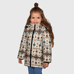 Куртка зимняя для девочки Узорчатые квадраты, цвет: 3D-черный — фото 2