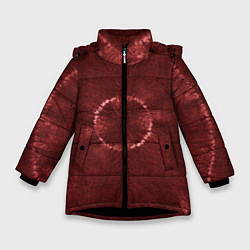 Куртка зимняя для девочки Красный круг тай-дай, цвет: 3D-черный