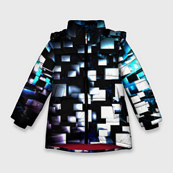Зимняя куртка для девочки Неоновые кубы абстракция