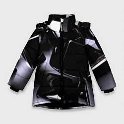Куртка зимняя для девочки Хромированные кубы, цвет: 3D-черный