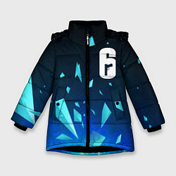 Куртка зимняя для девочки Rainbow Six взрыв частиц, цвет: 3D-черный