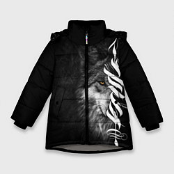 Куртка зимняя для девочки Волк с узором, цвет: 3D-светло-серый