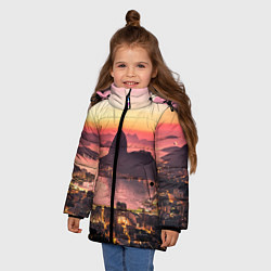 Куртка зимняя для девочки Розовый город между скал, цвет: 3D-светло-серый — фото 2