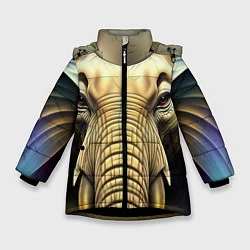 Куртка зимняя для девочки Мой слон, цвет: 3D-черный