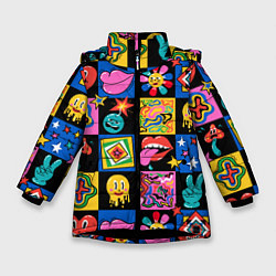 Зимняя куртка для девочки Funny cartoon characters