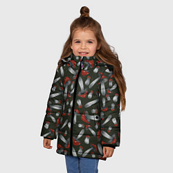 Куртка зимняя для девочки Мухоморы - паттерн, цвет: 3D-черный — фото 2