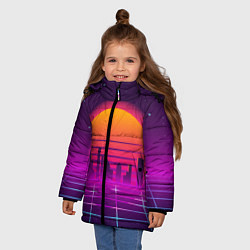 Куртка зимняя для девочки Futuristic Retro City, цвет: 3D-красный — фото 2