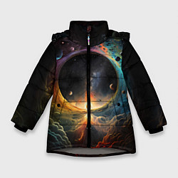 Куртка зимняя для девочки Твоя вселенная, цвет: 3D-светло-серый