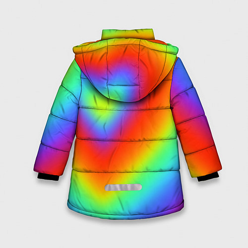 Зимняя куртка для девочки Сердце - радужный градиент / 3D-Черный – фото 2