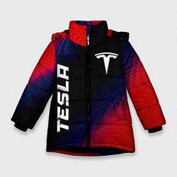 Зимняя куртка для девочки Tesla красный карбон