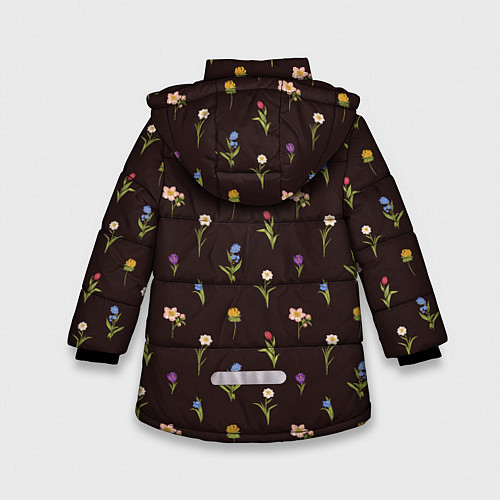 Зимняя куртка для девочки Узор из весенних цветов / 3D-Светло-серый – фото 2
