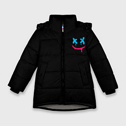 Куртка зимняя для девочки Рисунок в стиле граффити Smile, цвет: 3D-светло-серый