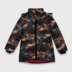 Куртка зимняя для девочки Огненные волны - pattern, цвет: 3D-красный