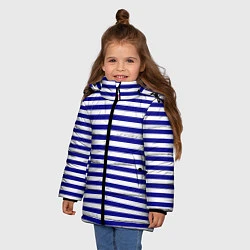Куртка зимняя для девочки Тельняшка синяя ВМФ, цвет: 3D-черный — фото 2