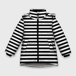 Зимняя куртка для девочки Тельняшка черная Подводного флота ВМФ