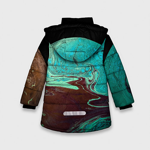 Зимняя куртка для девочки Часть иссушённой планеты и космос / 3D-Черный – фото 2
