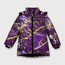 Зимняя куртка для девочки Фиолетовые и золотые блестки