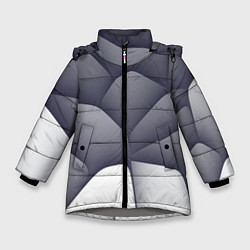 Куртка зимняя для девочки Паттерн из гладких камней, цвет: 3D-светло-серый