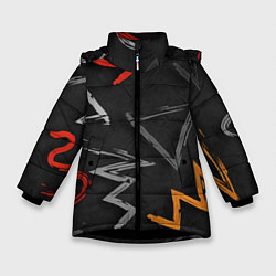 Куртка зимняя для девочки Паттерн фигуры, цвет: 3D-черный