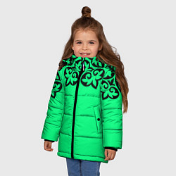 Куртка зимняя для девочки Мандала на неоновом кислотном цвете, цвет: 3D-светло-серый — фото 2