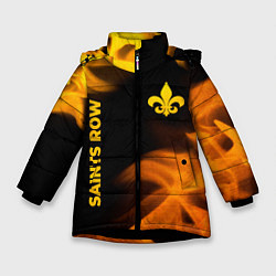 Зимняя куртка для девочки Saints Row - gold gradient: надпись, символ