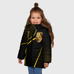 Куртка зимняя для девочки Porsche - Gold line, цвет: 3D-черный — фото 2