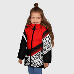 Куртка зимняя для девочки Геометрическая униформа - красная, цвет: 3D-светло-серый — фото 2