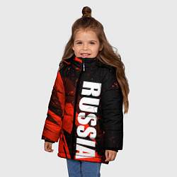 Куртка зимняя для девочки Russia - белая надпись на красных брызгах, цвет: 3D-черный — фото 2