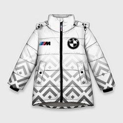 Куртка зимняя для девочки BMW m power - белый, цвет: 3D-светло-серый
