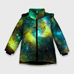 Зимняя куртка для девочки Небула в космосе в зеленых тонах - нейронная сеть