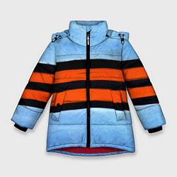 Куртка зимняя для девочки Георгиевская лента на голубом фоне, цвет: 3D-красный