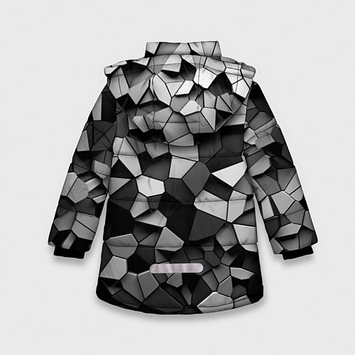 Зимняя куртка для девочки Серые стальные плиты / 3D-Черный – фото 2