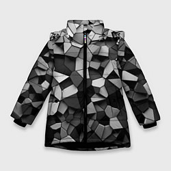 Куртка зимняя для девочки Серые стальные плиты, цвет: 3D-черный