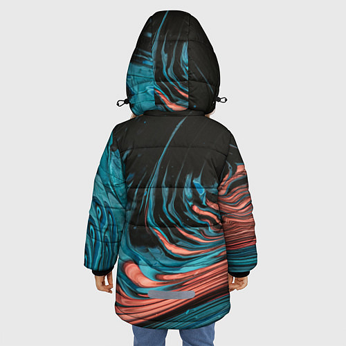 Зимняя куртка для девочки Эффект красно-голубых красок / 3D-Красный – фото 4
