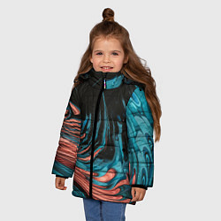 Куртка зимняя для девочки Эффект красно-голубых красок, цвет: 3D-красный — фото 2