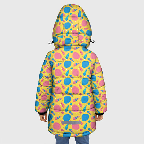 Зимняя куртка для девочки Летний паттерн с ракушками / 3D-Красный – фото 4