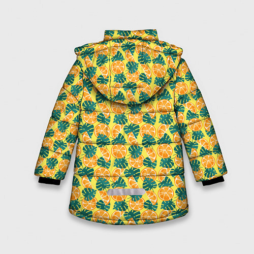 Зимняя куртка для девочки Летний паттерн с апельсинами / 3D-Светло-серый – фото 2