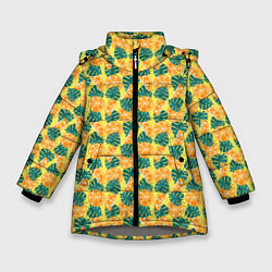 Зимняя куртка для девочки Летний паттерн с апельсинами