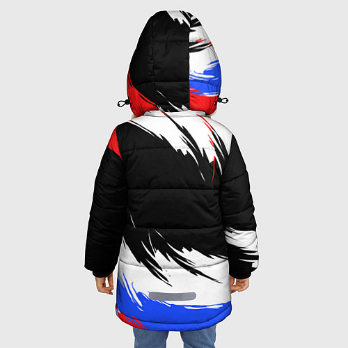 Зимняя куртка для девочки Сердечко Россия - мазки кисти / 3D-Красный – фото 4
