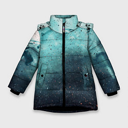 Куртка зимняя для девочки Светло-синий тени и краски, цвет: 3D-черный