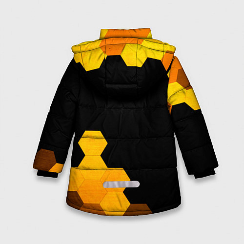 Зимняя куртка для девочки Mini - gold gradient: надпись, символ / 3D-Черный – фото 2