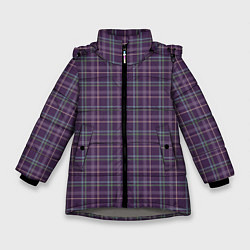 Зимняя куртка для девочки Джентльмены Шотландка темно-фиолетовая