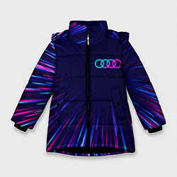 Куртка зимняя для девочки Audi neon speed lines, цвет: 3D-черный