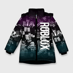 Куртка зимняя для девочки Роблокс персонажи под градиентом, цвет: 3D-черный