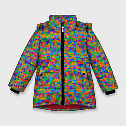 Куртка зимняя для девочки Мелкие блоки Тетрис, цвет: 3D-красный