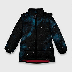 Куртка зимняя для девочки Мрачная галактика, цвет: 3D-красный