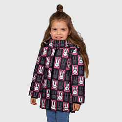 Куртка зимняя для девочки Ребенок идола - Кролики паттерн, цвет: 3D-черный — фото 2