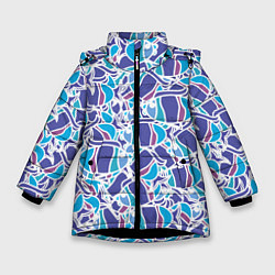 Куртка зимняя для девочки Абстракция рыбка, цвет: 3D-черный